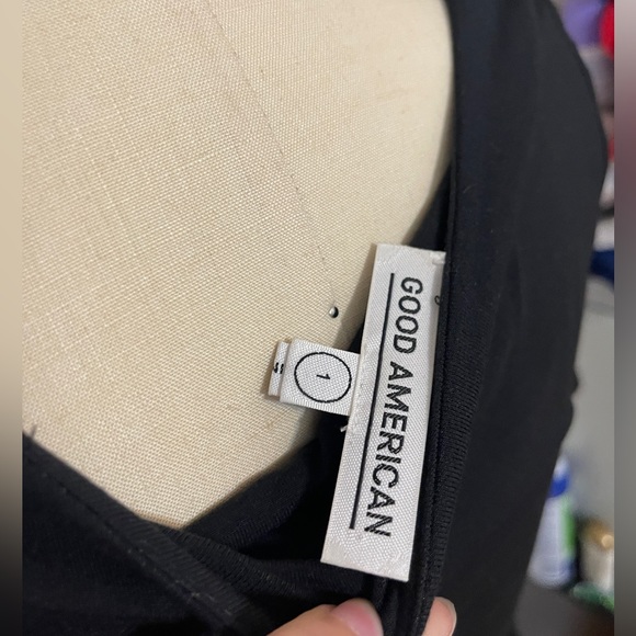 Good American Black Low Down Mini Dress sz 1 - Picture 5 of 7